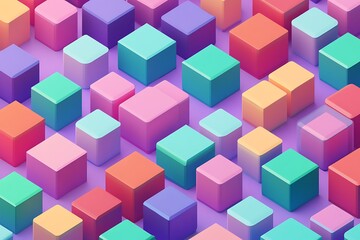 Obraz premium Minimalist Isometric Style Blocks with Simple Diamond Design