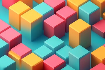 Obraz premium Minimalist Isometric Style Blocks with Simple Diamond Element