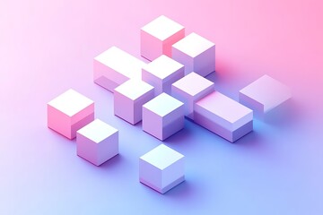 Obraz premium Minimalist Isometric Blocks with Simple Cross in Trendy Style