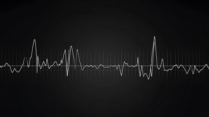 Naklejka premium Technological ECG Heart Rhythm Monitor with Sinusoidal Pulse on Black Gradient Background