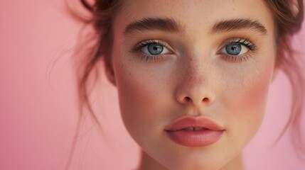 Portrait of a young woman with natural makeup. Cosmetics advertisement, model