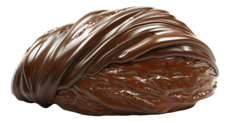 A realistic shiny chocolate croissant isolated.