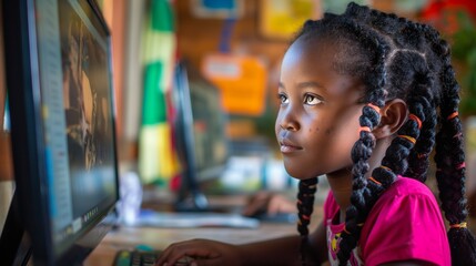 Obraz premium distance learning, technology connects students and teachers across continents