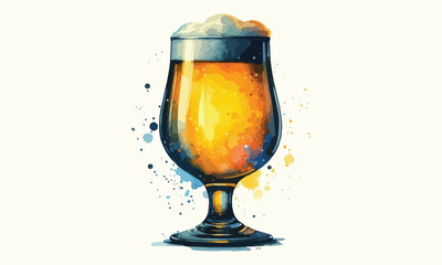 free drink, watercolor mugs of beer, alcohol drinks, hand drawn illustration, watercolor mugs of beer