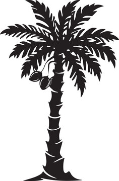 black palm tree with coconuts clip art preview