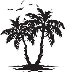 Palm tree illustration silhouette vector art design