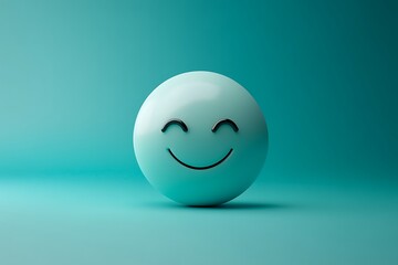 Playful Emoji Expression with Smiling Eyes and Smirking Mouth on Teal Background - Vibrant 3D Rendering