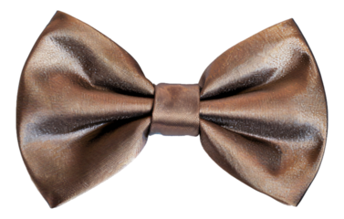 A shiny metallic bronze bow tie isolated.