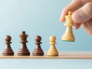 Business strategist explaining a disruptive strategy, rightaligned, solid pastel background, high resolution