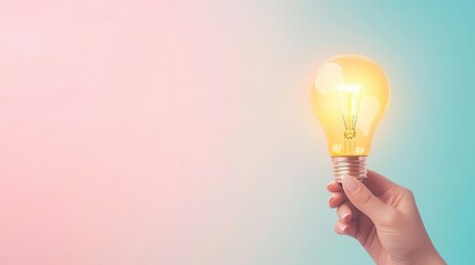 Entrepreneur explaining a techdriven idea, rightaligned, solid pastel background, high resolution