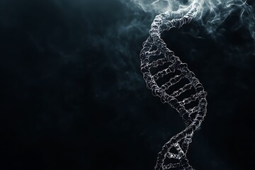Intricate Translucent DNA Spiral on Black Background in High Detail 8K Resolution