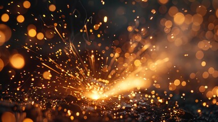 Obraz premium Close-up of welding torch creating sparks (close up, technical skill, realistic, Silhouette, Machine shop)