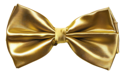 A shiny metallic gold bow tie isolated.