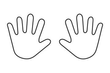 Hand icon vector draw with stroke line. Hand silhouette, sign and symbol. Hand, palm vector illustration.