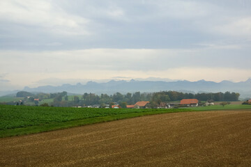 View of the mountain and nature Park in autumn season at switzerland