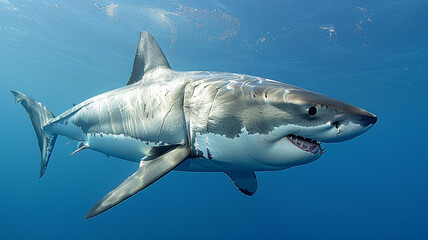 Naklejka premium Beautiful graceful white shark close up