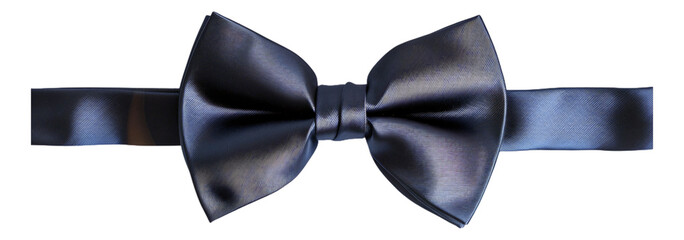 A shiny metallic navy blue bow tie isolated.