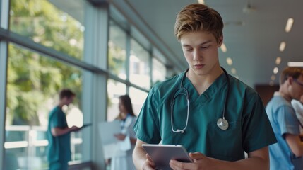The young doctor with tablet