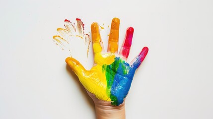 Colorful hand print isolated on white background