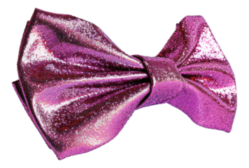 A shiny metallic pink bow tie isolated.