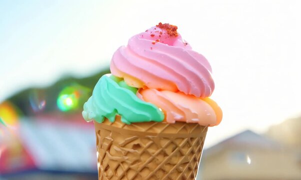 Delicious Ice Cream Cone on a Sunny Day