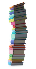 Stack of colorful books isolated on white
