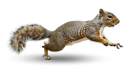 Squirrel in mid-air leap