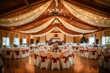 Budget friendly wedding venue decorated for a celebration at a local VFW community hall