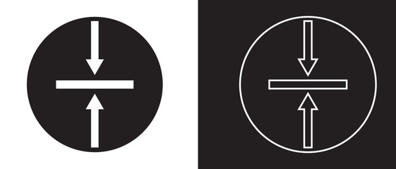 Compression arrows icon. Elasticity icon design on a white and black background. vector illustration.