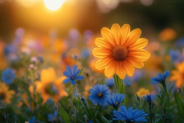 sundrenched meadow bursting with colorful wildflowers celebrating natures vibrant diversity