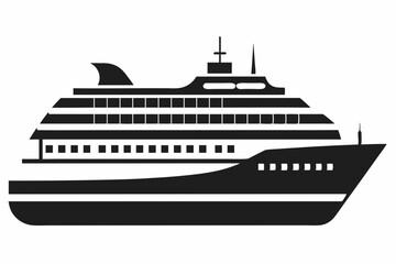 
        Modern Cruising Ship silhouette vector illustration.