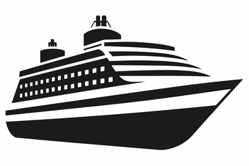 
        Modern Cruising Ship silhouette vector illustration.