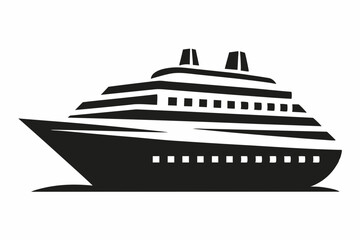 Obraz premium Modern Cruising Ship silhouette vector illustration.