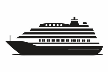 Obraz premium Modern Cruising Ship silhouette vector illustration.