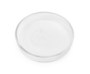 Petri dish with sample isolated on white