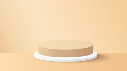 Podium to show product on beige background. Beige minimal scene for product display presentation. Vector illustration