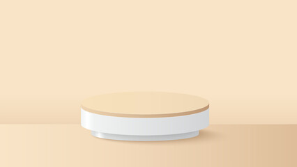 Podium to show product on beige background. Beige minimal scene for product display presentation. Vector illustration
