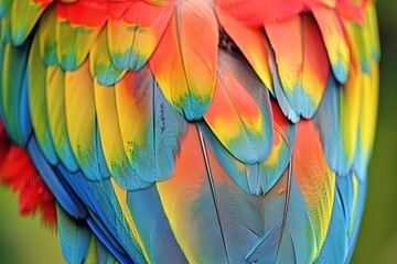 Obraz premium Close-up of colorful parrot feathers.