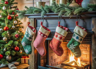 christmas stocking hanging on a tree