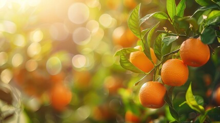 Ripe Oranges on a Tree Branch