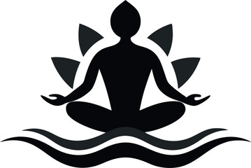 Yoga logo with lotus vector illustration.