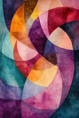 Fototapeta premium An abstract artwork featuring a harmonious blend of vibrant colors and overlapping geometric shapes creating a visually captivating composition