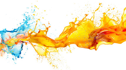 Colorful liquid paint splashes different colors on white background ,Colored splashes isolated on white background ,movement of color , Abstract color smoke on white background

