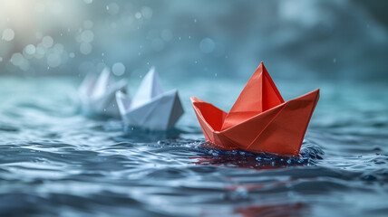 Beautiful paper boats close up