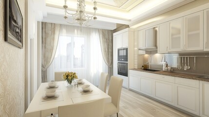 Fototapeta premium Modern White Kitchen Interior