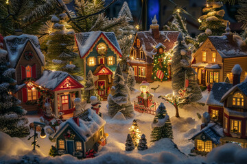 Fototapeta premium Charming Christmas Village Diorama