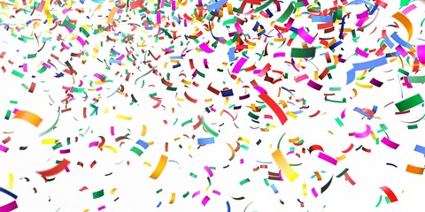 Fototapeta premium Colorful confetti falling on white background.