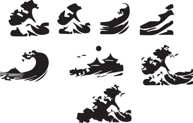 Wave Modern Black Silhouette Design Elements