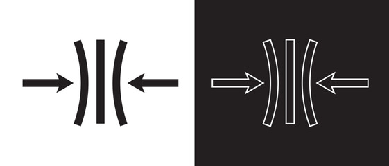 Compression arrows icon. Elasticity icon design on a white and black background. vector illustration.