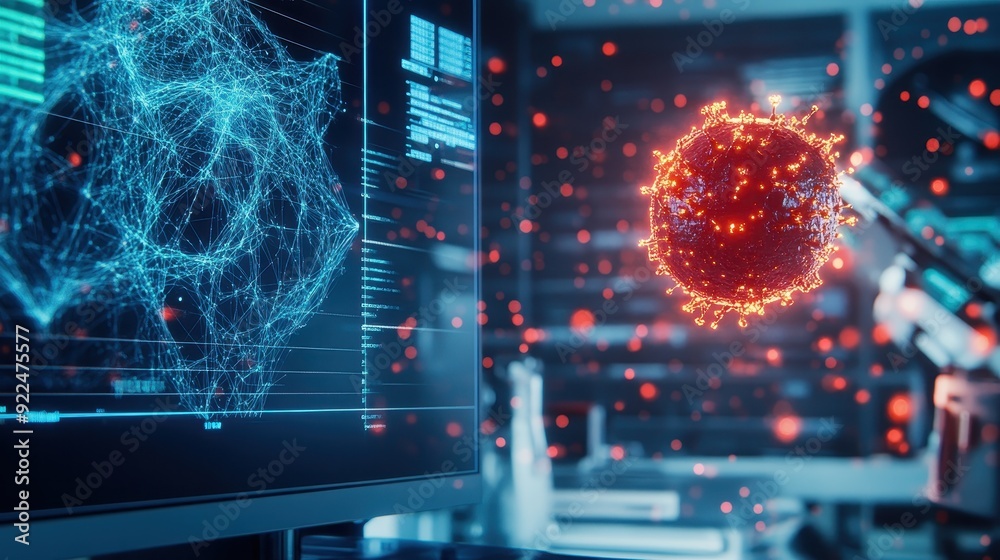 Leinwandbilder high-tech lab with digital interfaces and futuristic technology illustrating scientific innovation a